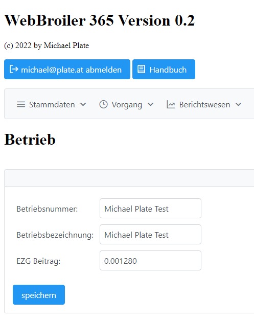 Betrieb und allgemeine Vorgabewerten